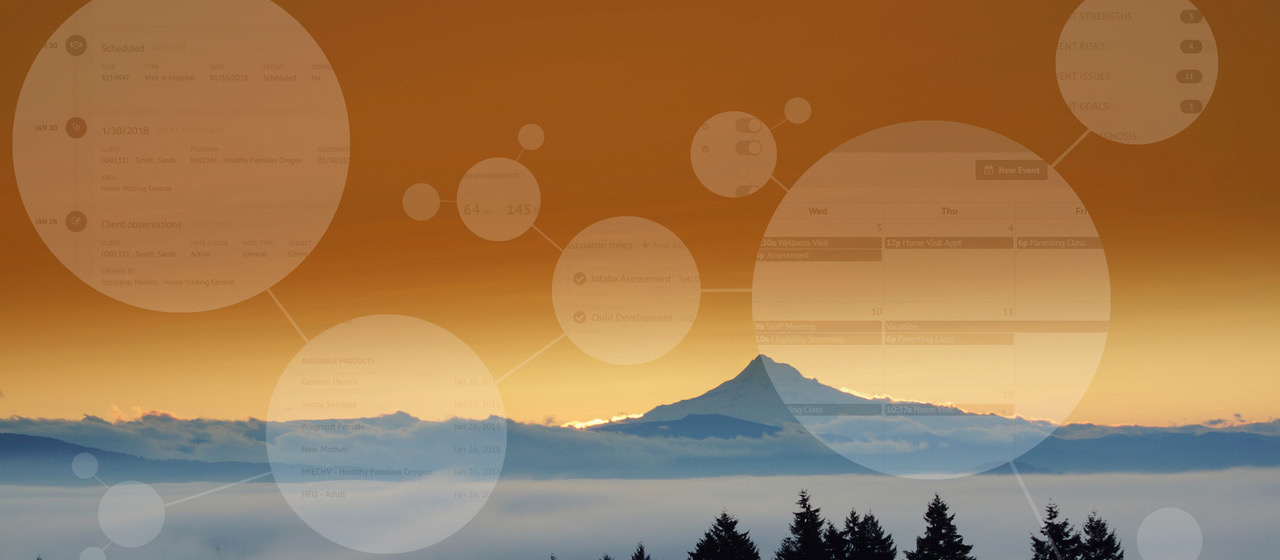 Mt. Hood in the distance at sunrise.